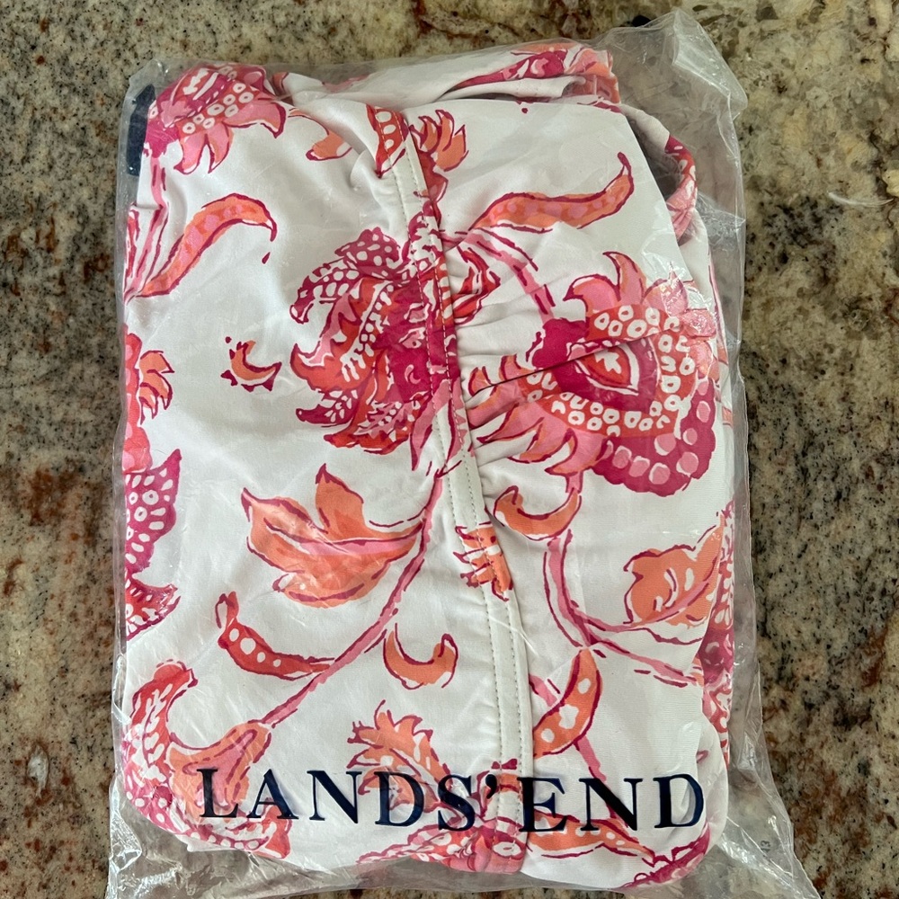 Lands' End Pink and coral tankini NIB 16W